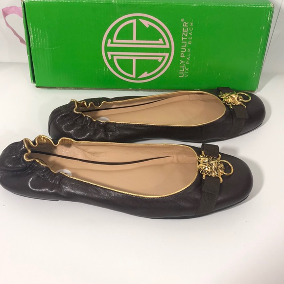 SOLD Lilly Pulitzer Chocolate Leather Ballet Flats - Picture 5 of 8